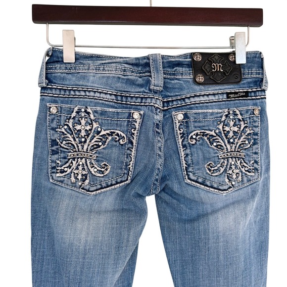 Miss Me Jeans for Buckle Butterfly Fleur de Lis Rhinestone Denim Women Sz 25 Y2K - Picture 7 of 12
